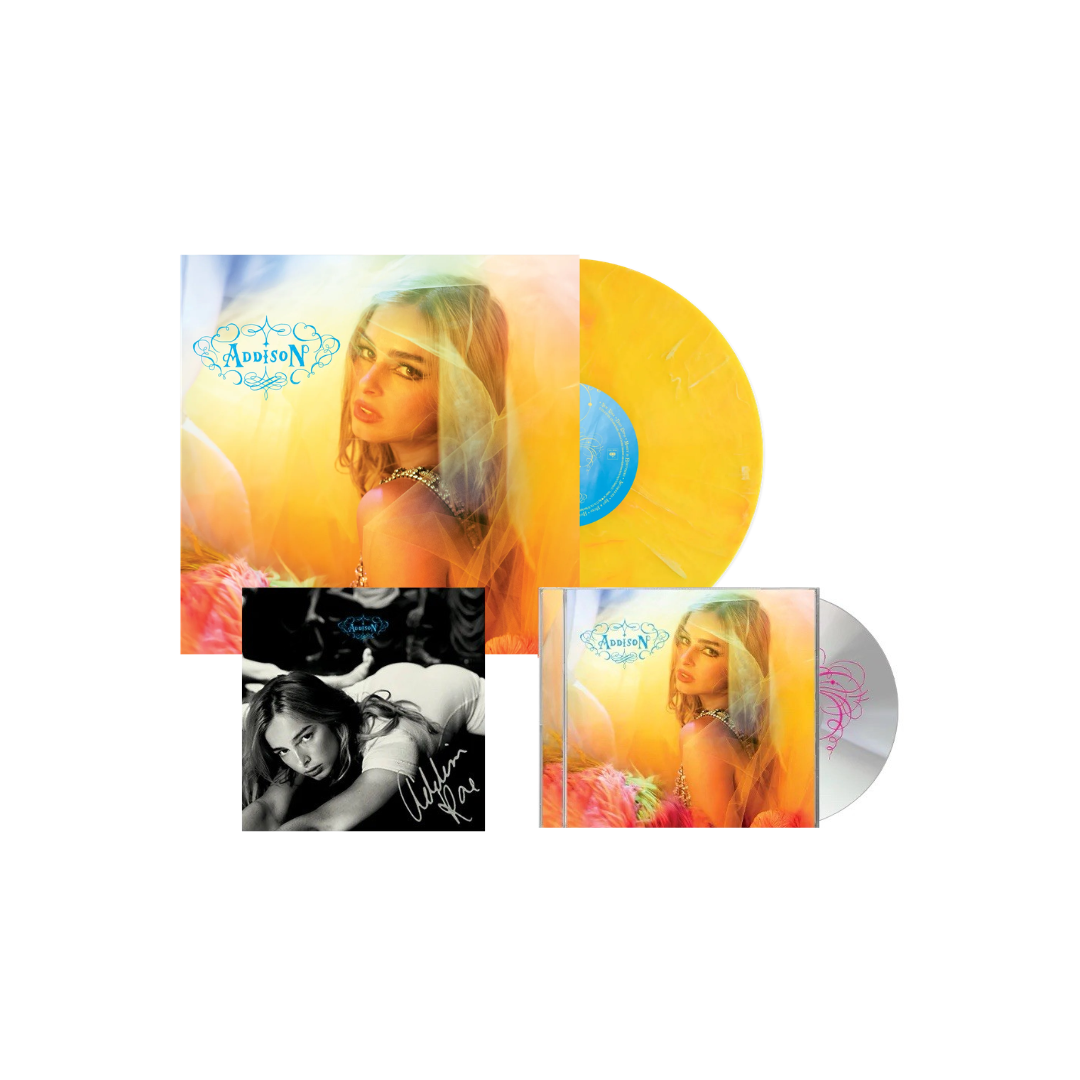 Addison Rae - Addison - Yellow Marble Vinyl + CD with Signed Card