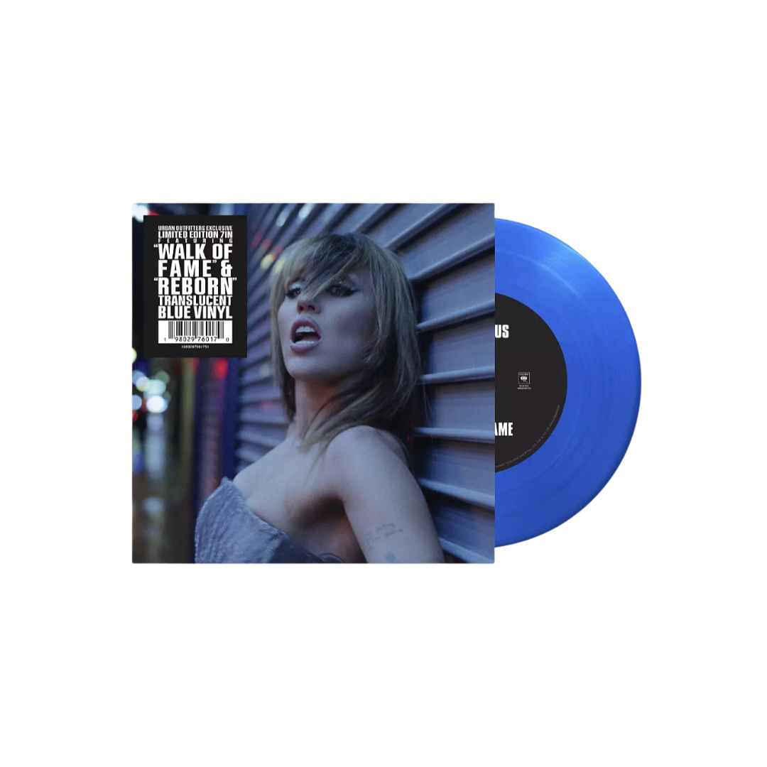 Miley Cyrus - Walk Of Fame / Reborn - Blue Translucent 7" Vinyl (Urban Outfitters Exclusive)